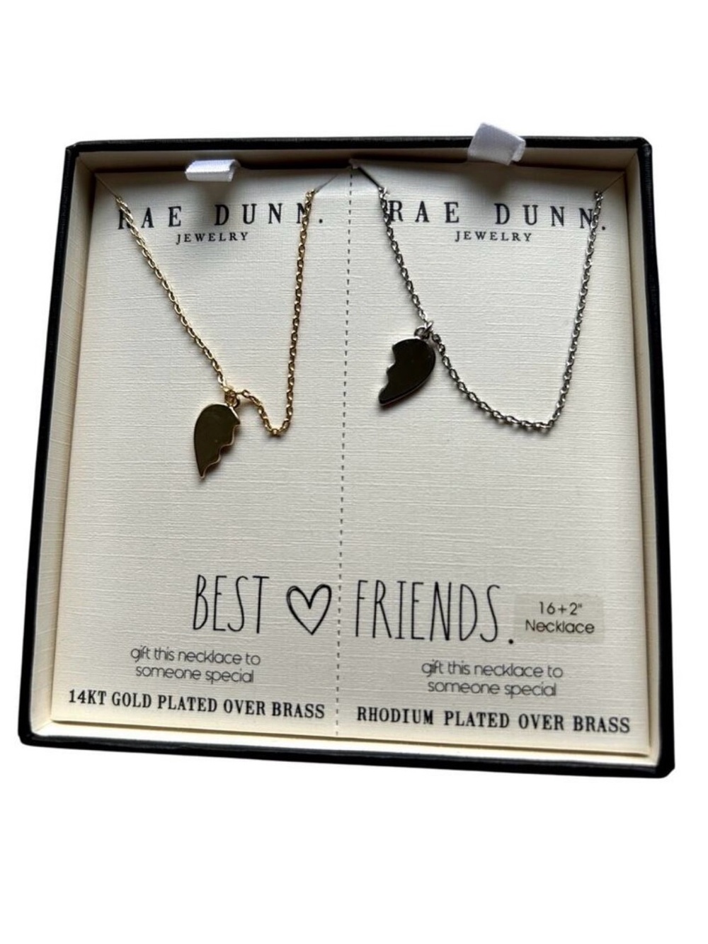 Rae Dunn Best Friends Split Wing Pendant Necklace Set - Gold & Silver